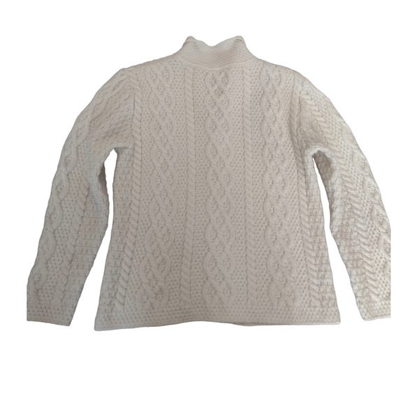 Paul James 100% Wool Aran Cableknit Collared Sweater Made in England - Picture 6 of 10